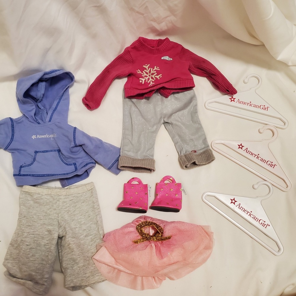 American Girl Doll Clothes Lot Hangers Pants Shirt Skirt Shoes 18in Mix Match